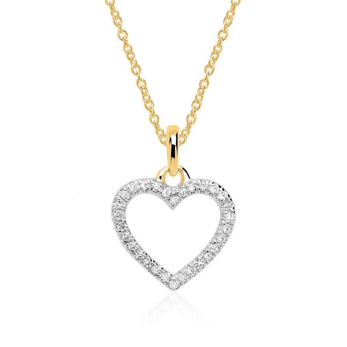 elegant Veilig Buik Unieke 14 karaat gouden halsketting hart voor dames met diamanten DP0178-G  - SLK