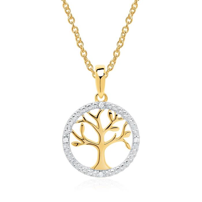14ct gold pendant tree of life with diamonds