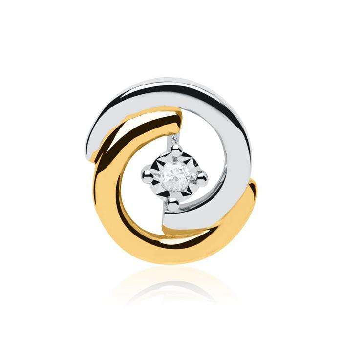 Colgante circular de oro 14 quilates bicolor con diamante