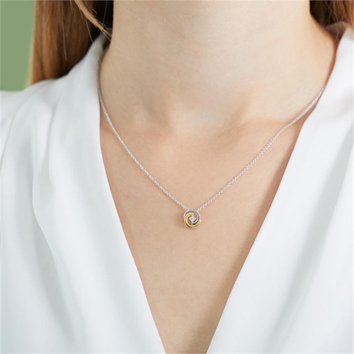 Circle pendant in 14ct gold bicolor with diamond