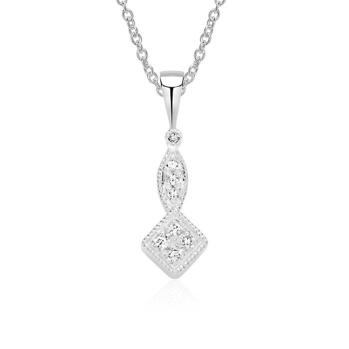 Pendant in 14ct white gold with diamonds