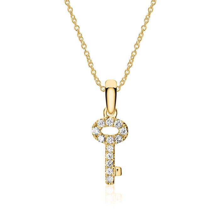 18ct gold pendant key with diamonds