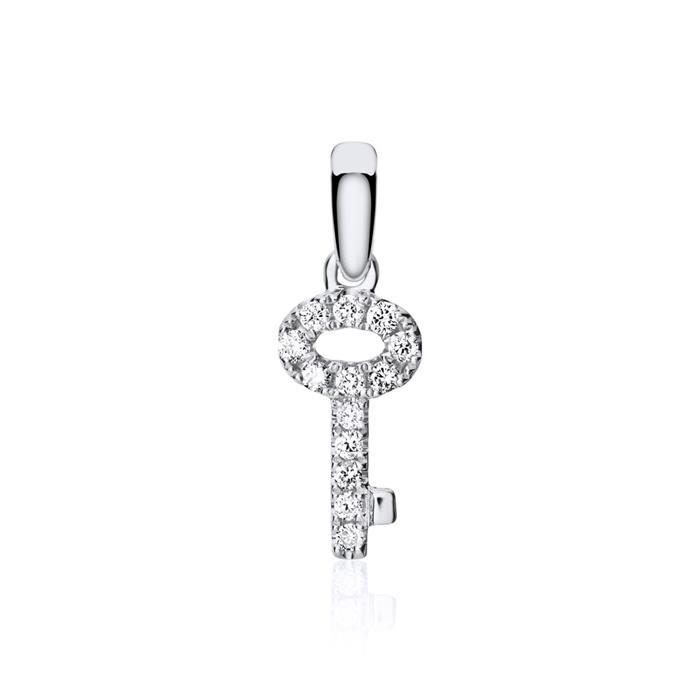 Chain key in 18ct white gold with diamonds