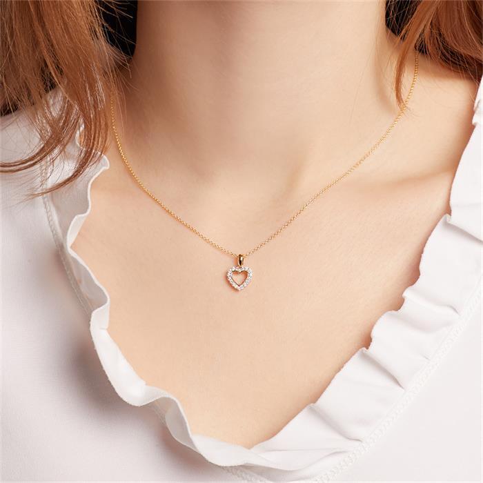 18ct gold heart chain with diamonds