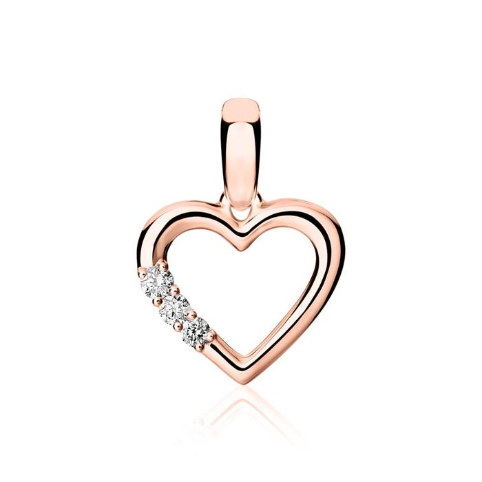 750er Roségold Kette Herz mit Diamanten
