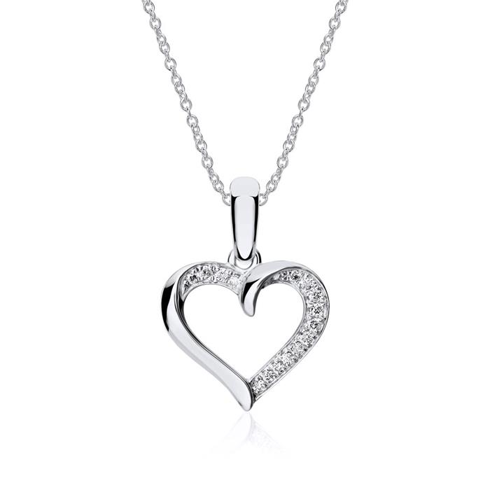 18ct white gold chain heart with diamonds