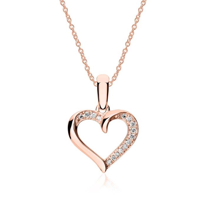 Damen Halskette Herz Anhänger Rose Gold Herzkette Heart Schmuck Kette Coll#CSK