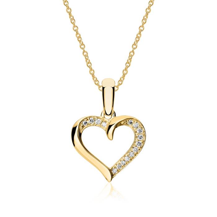 Pendant heart of 18ct gold with diamonds