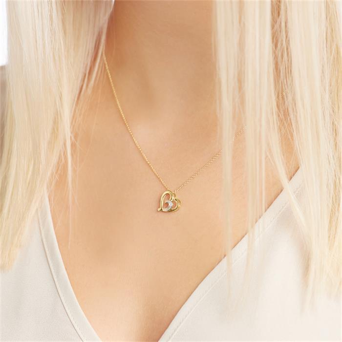 Cadena corazón oro 14 quilates con diamante