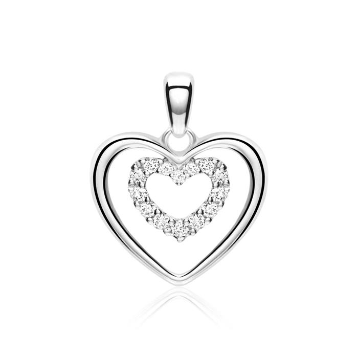 Heart Pendant In 14ct White Gold With Diamonds