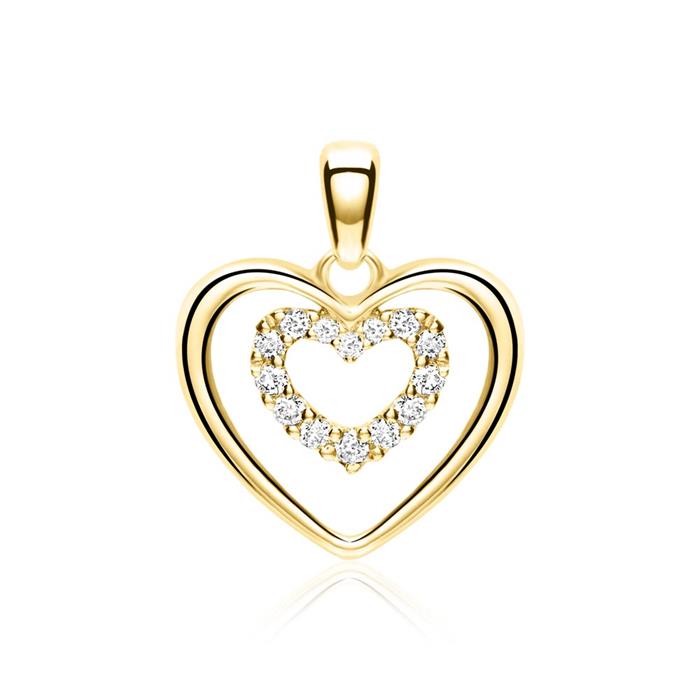 Chain Hearts In 14ct Gold With Diamonds