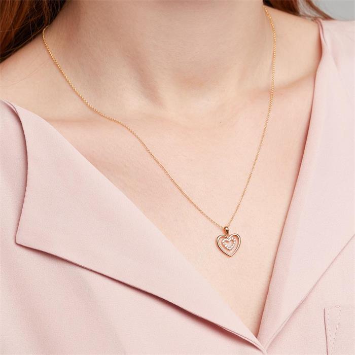 Hart ketting in 14k goud met Diamanten