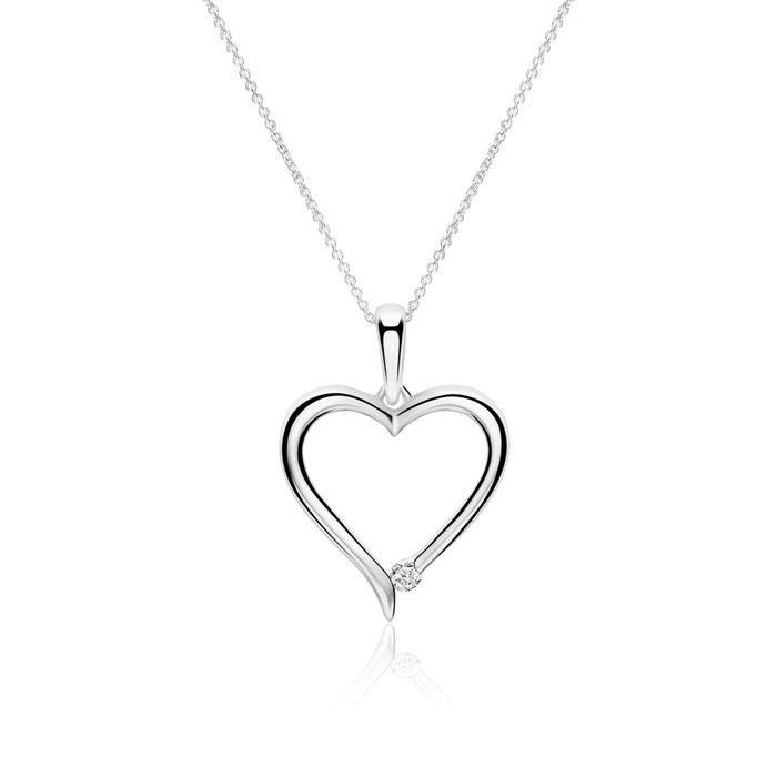 Pendant Heart In 14ct White Gold With Diamond