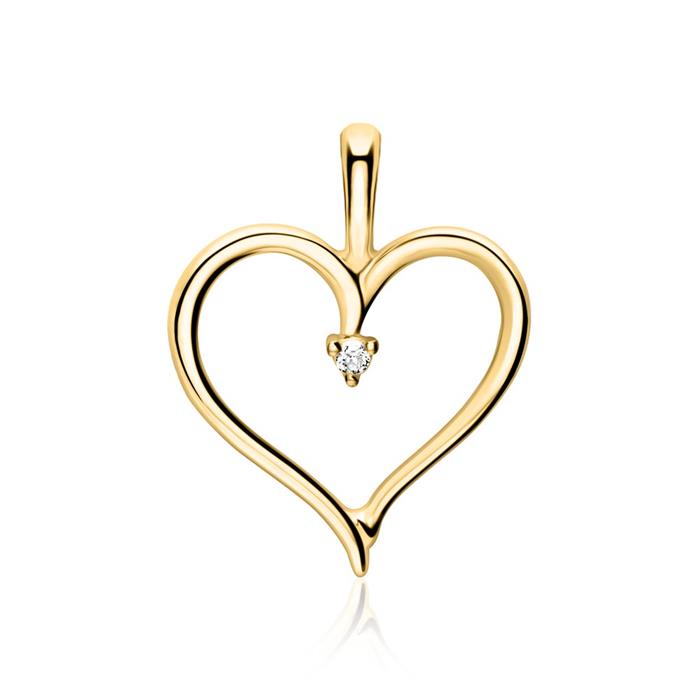 Halskette Herz aus 585er Gold mit Diamant