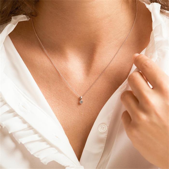 Dames ketting in 14k rosegoud met Diamant