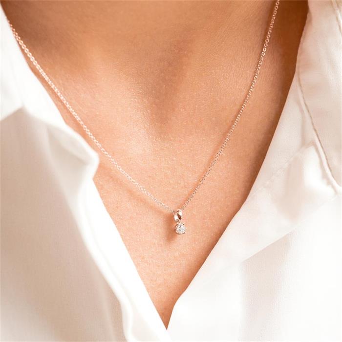 Diamond pendant for ladies in 14ct rose gold