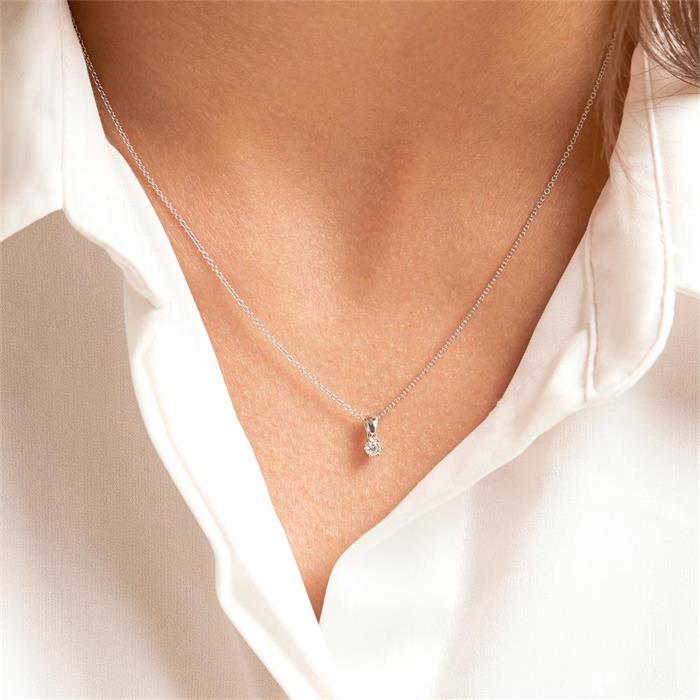 Pendant for ladies in 14ct white gold with diamond