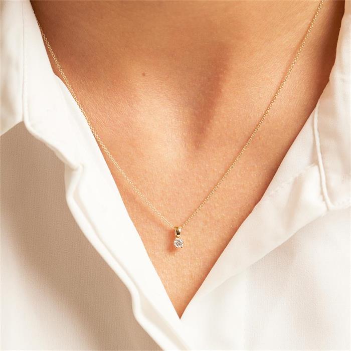 Necklace for ladies in 14ct gold with diamond