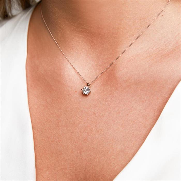 14 karaat roségouden dames ketting met Diamant