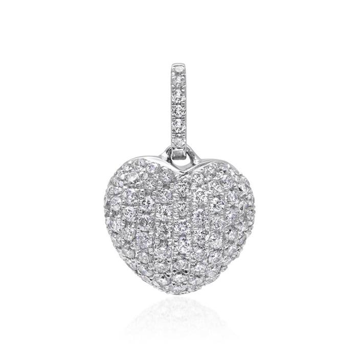 18K white gold heart pendant, diamonds, approx. 0.74 ct.