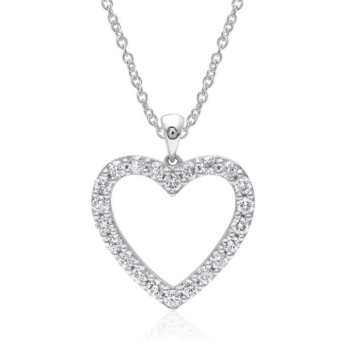 750 white gold pendant heart, brilliants, approx. 0.93 ct.