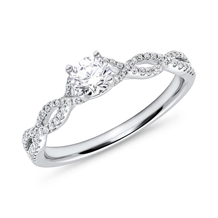 Twistring with diamonds 0,18ct total white gold