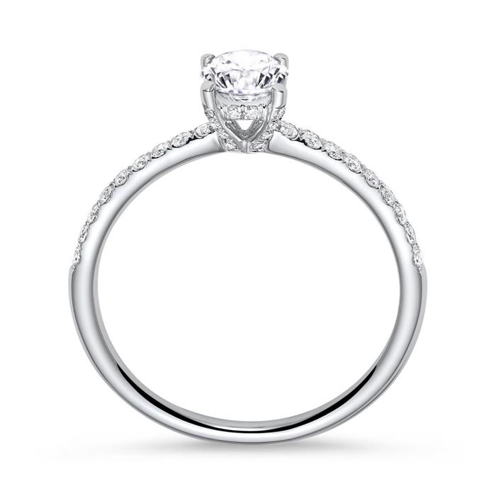 Diamond ring with 0,78ct total 18ct white gold