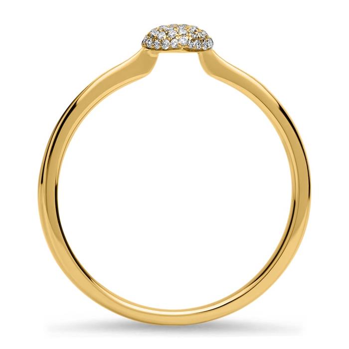 Ring 45 Diamanten 0,10 ct Herz 750er Gelbgold