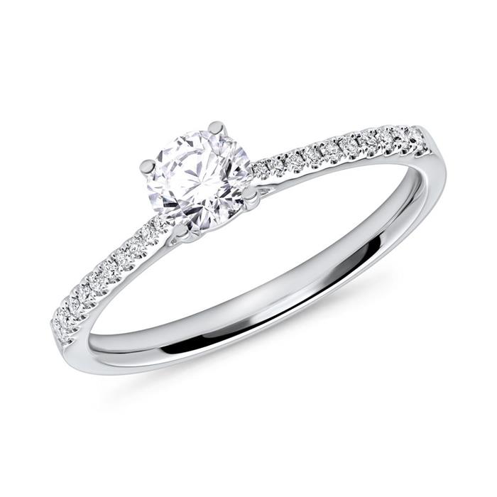 Ring with 22 diamonds 0,14ct 18ct white gold