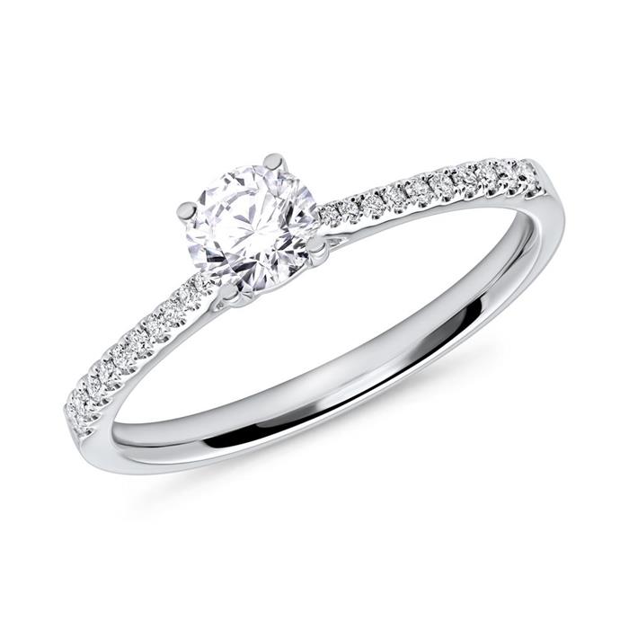 Ring met 22 Diamanten 0,14ct 18 karaat witgoud