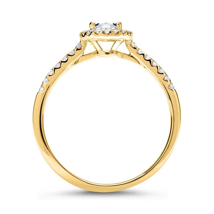 Halo ring 14 carat gold with diamonds