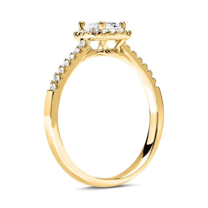 Halo ring 14 carat gold with diamonds