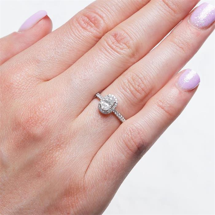 Halo ring 950 platina met Diamanten