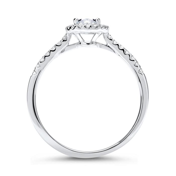 Halo ring 950 platina met Diamanten