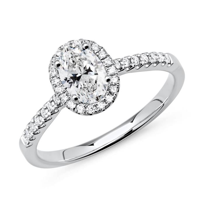 Halo ring 18ct white gold with diamonds