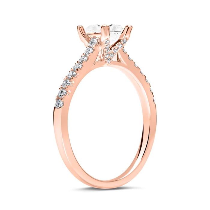 Diamond ring 14ct pink gold