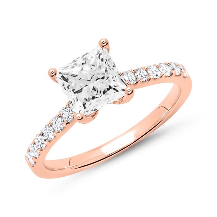 Verlobungsring 585er Roségold mit Diamanten