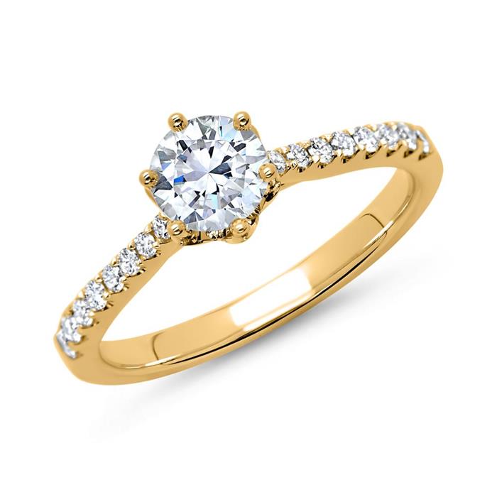 18 karaat geelgouden ring met Diamanten