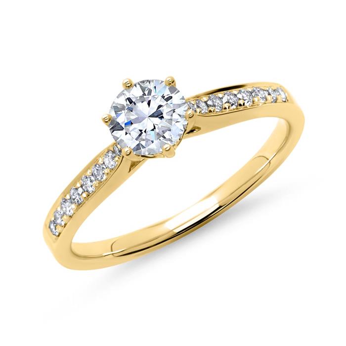 Ring 14ct gold with diamonds