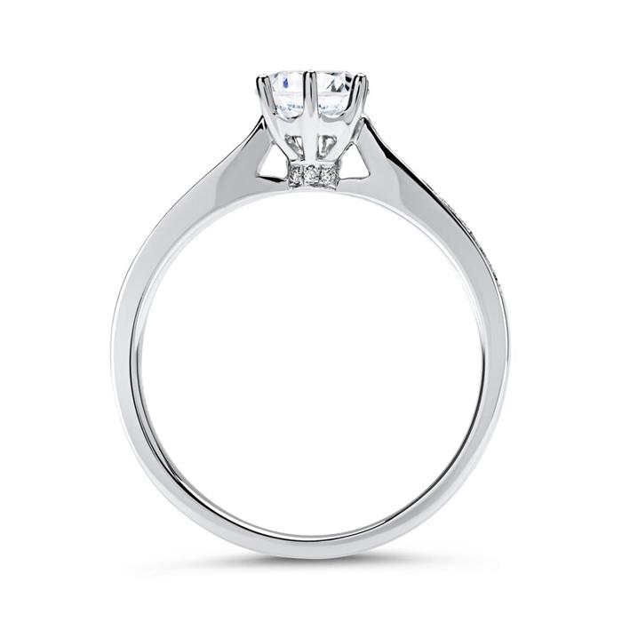 Ring 14ct white gold with diamonds