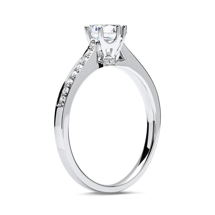 Ring 14ct white gold with diamonds