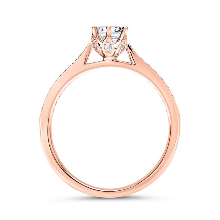 Ring 14ct rose gold for diamonds
