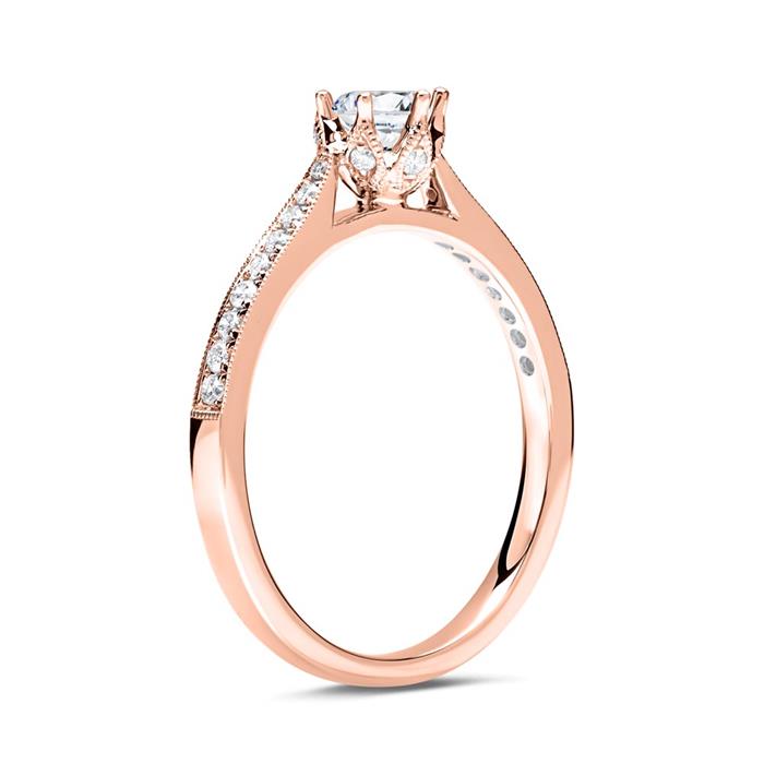 Ring 14 karaat roségoud voor Diamanten