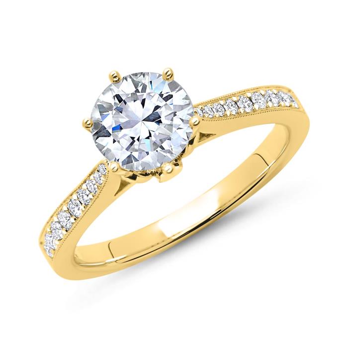 585er Gold Ring mit Diamanten