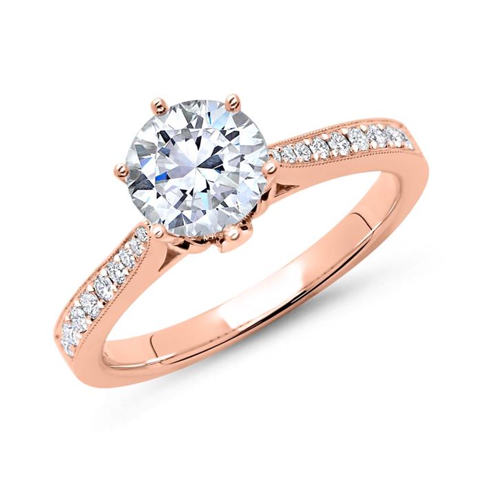 14 carat rose gold ring with diamonds