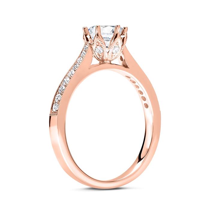 14 Karat Roségold Ring mit Diamanten