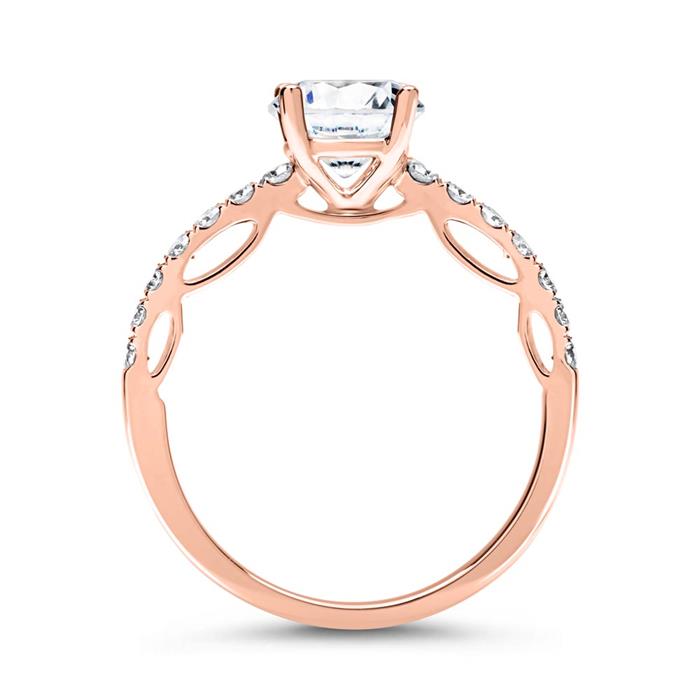14 karaat rosegouden ring met Diamanten