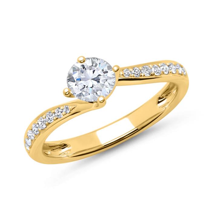 Ring 14ct gold with diamonds