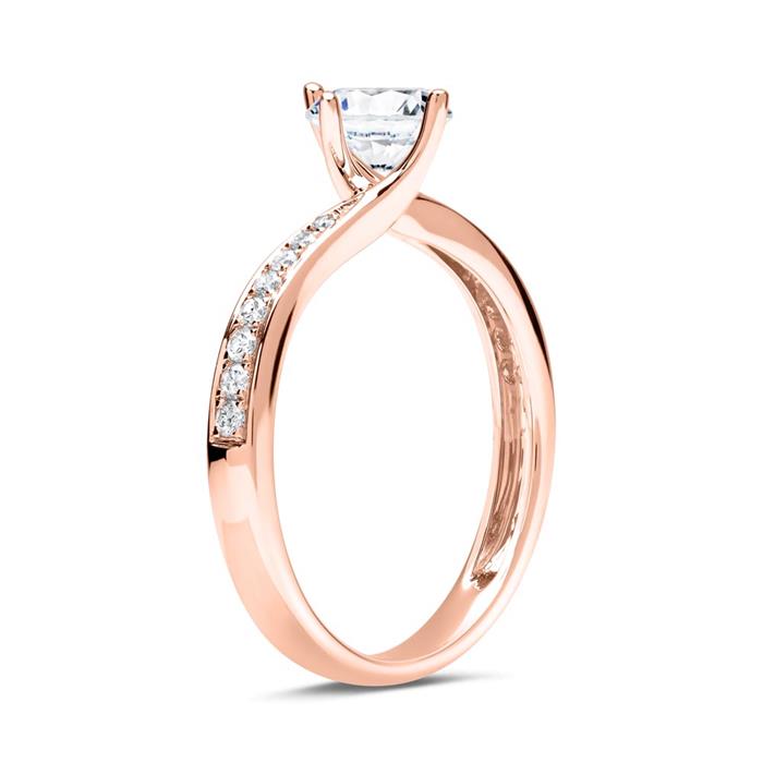 Ring 18 karaat ros&#xE9;goud met Diamanten