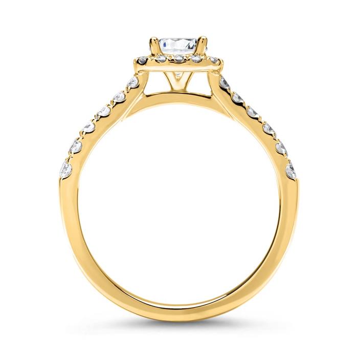 18 carat gold halo ring with diamonds